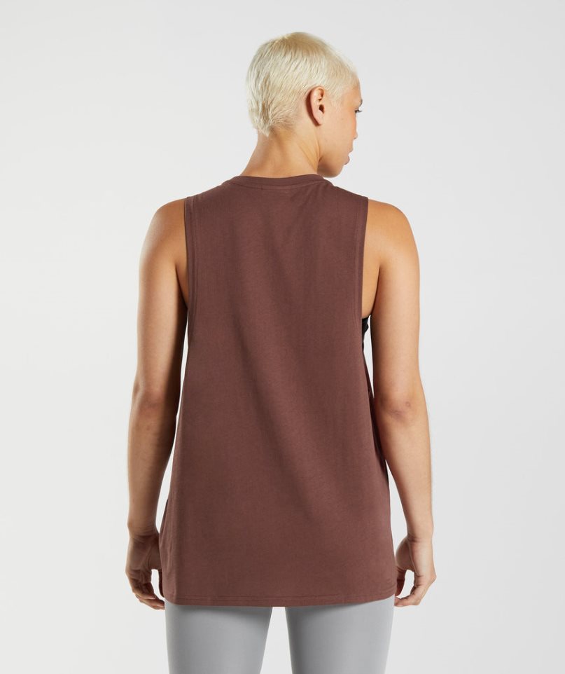 Women's Gymshark Training Drop Arm Tanks Dark Brown | CA 0NA561